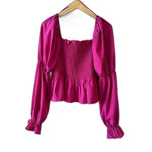 Flying Tomato XL Smocked Bodice Top Square Neckline Boho Chic Feminine Ren Fest